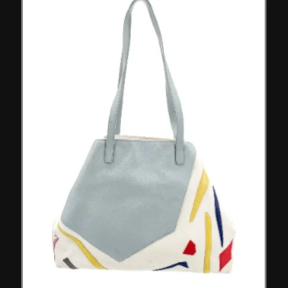 Akris Ai Medium Leather Shoulder Tote Special Edition Avant Garde Patchwork - Picture 4 of 16